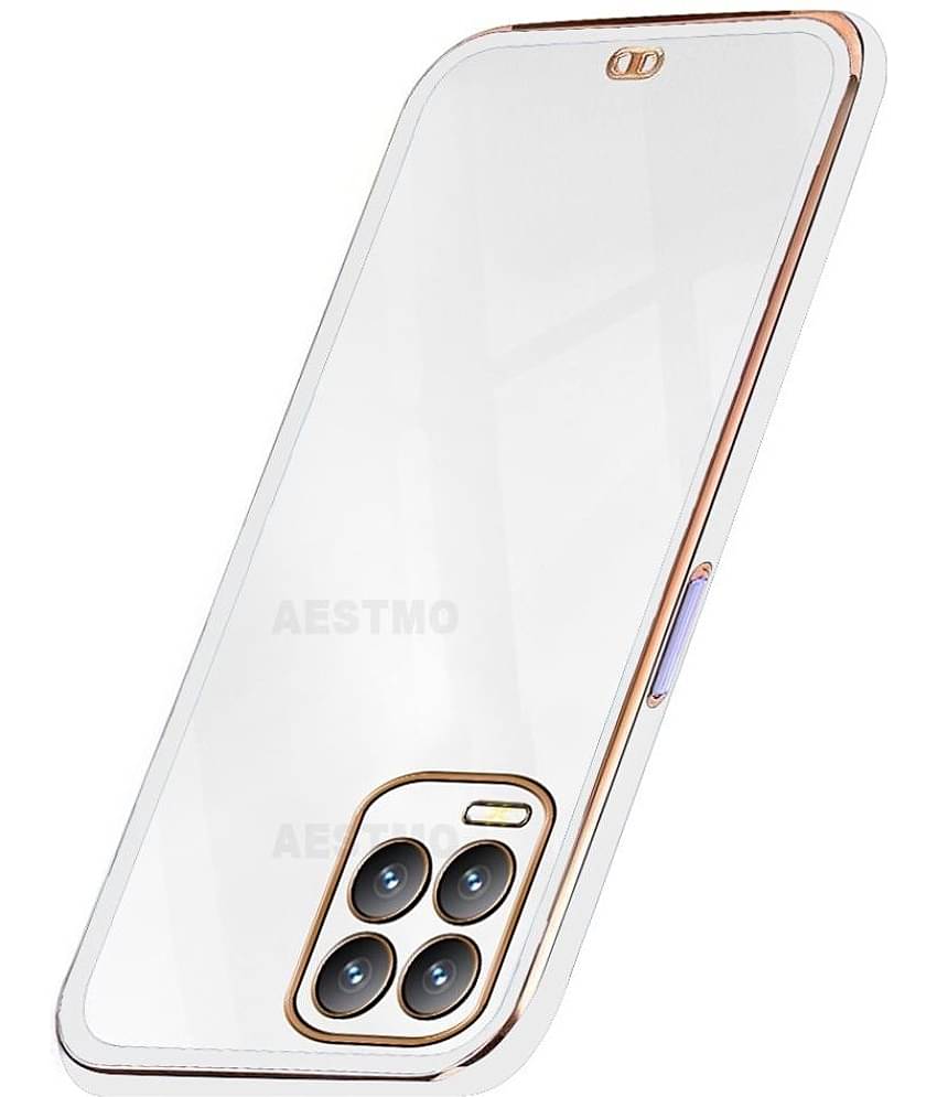 AESTMO - White Silicon Plain Cases Compatible For Realme 8 5g ( Pack of 1 )