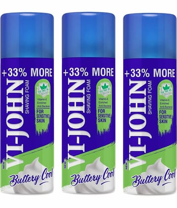 VI-JOHN Sensitive Skin Shaving Foam Enriched With Vitamin E,Tea Tree Oil 400g (1200g) Pack of 3