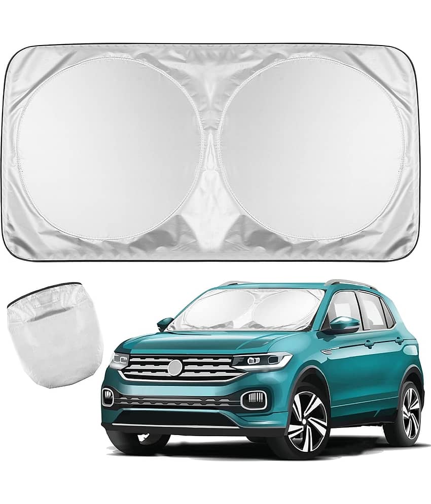 Auto Hub Car Windshield Sunshade, Reflective Polyester Blocks Heat and Sun. Foldable Sun Shield That Keeps Your Vehicle Cool (Large 147 x 68 cm)