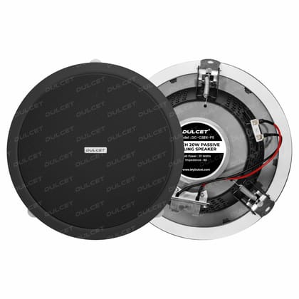 DULCET DC-CS8X-PS Black 8 inch 20W Full Range 8 Ohms Passive Ceiling Speaker that Connects to Active Bluetooth Ceiling Speaker (Active Bluetooth Speaker to be Purchased Separately) DULCET DC-CS8X-PS Black 8 inch 20W Full Range 8 Ohms Passive Ceiling Spea