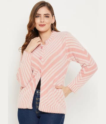 zigo Woollen Round Neck Women's Buttoned Cardigans - Peach (Pack of 1)