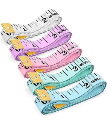 Tape Measure, Measuring Tape for Body Weight Loss Fabric Sewing Tailor Cloth Vinyl Measurement Craft Supplies, 60-Inch Soft Double Scale Ruler, 5-Pack, Pastel Pink, Blue, Green, Purple, White
