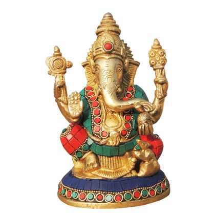 Brass Showpiece Ganesh Statue (BSMAS1006 G)
