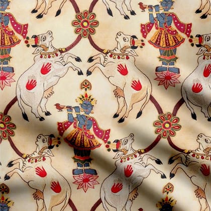 Krishn Natural Crepe Fabric
