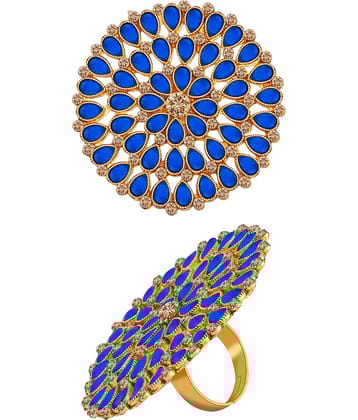 Round Gold Tone Adjustable Designer Finger Ring For Women And Girl