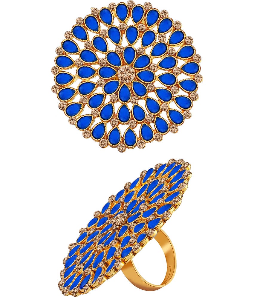 Round Gold Tone Adjustable Designer Finger Ring For Women And Girl