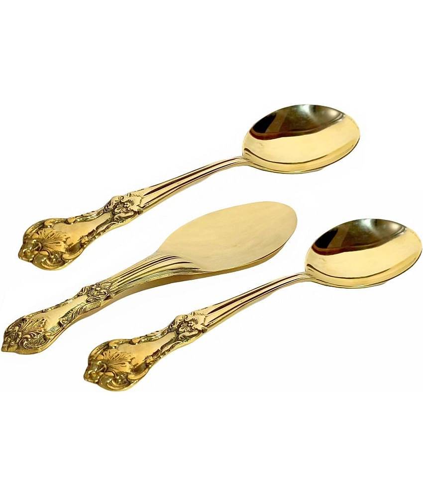 A & H ENTERPRISES - Brass Brass Serving Spoon ( Pack of 3 )