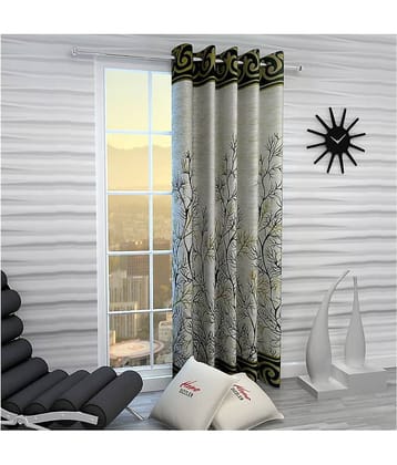 Home Sizzler Single Door Semi-Transparent Eyelet Polyester Curtains Green