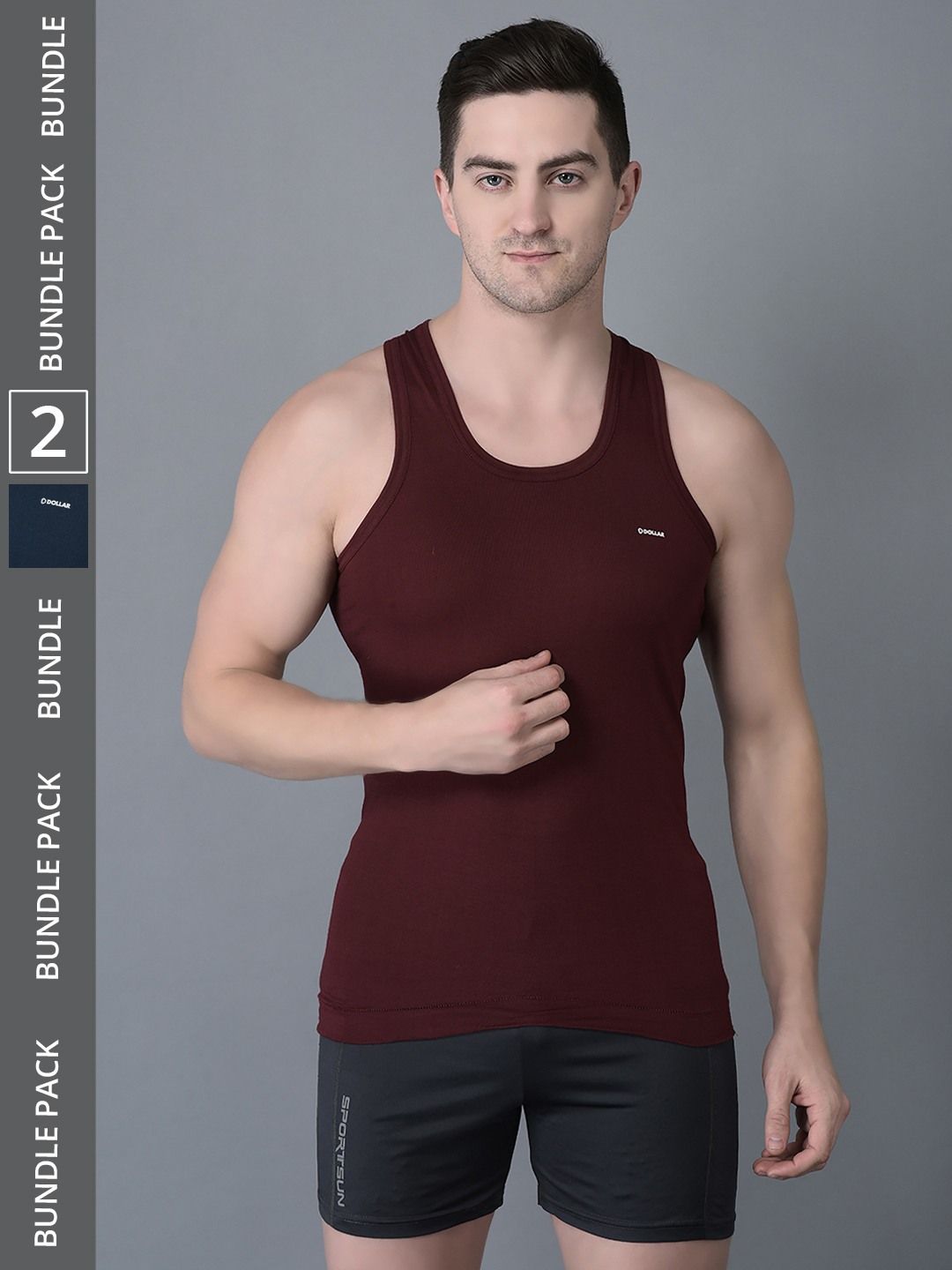 Men's Assorted Pack of 2 Solid Combed Cotton Shrinkless Vest