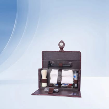 Men's Travel Leather Grooming Kit – Compact Shaving Essentials Set