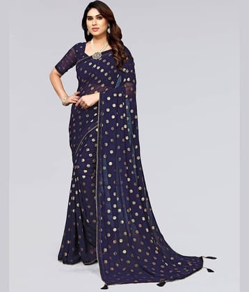 Samah Georgette Printed Saree With Unstitched Blouse Piece ( Magenta )