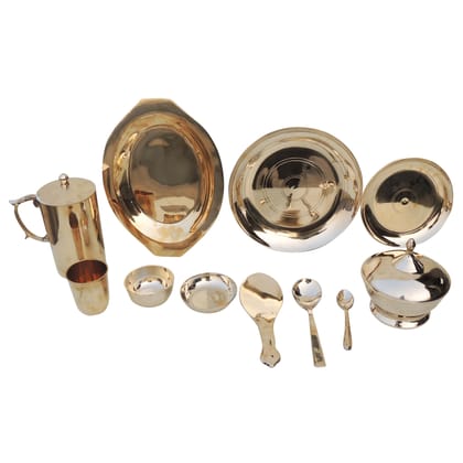 Puer Bronze, Kansa Dinner Set With Multiple Items (BCMAS153 A)