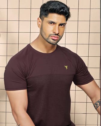 TechnoSport Crew Neck Half Sleeve Dry Fit T Shirt for Men P-516 (Deep Purple)-M