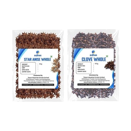 EDHWI Star Anise 50g & Clove 100g Combo | Premium Spices for Cooking, Baking & Flavoring