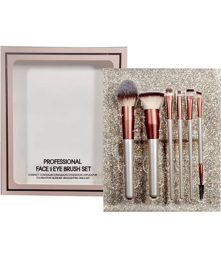 FITME Premium Synthetic Bristle Professional Face Synthetic Foundation Brush,Concealer Brush,Lip Brush 6 Pcs 6 g