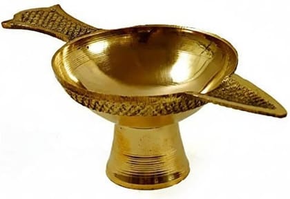 Aatm Brass Handcrafted Aarti Diya - Traditional Oil Lamp for Pooja, Aarti and Temple Use - 6.25 x 4.25 x 12.5 cm - Ideal for Diwali and Festive Use