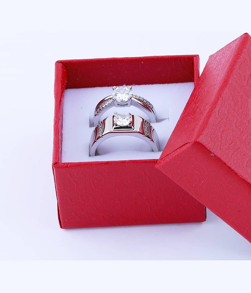 Adjustable Couple Rings Set for lovers Silver Plated Solitaire for Men and Women