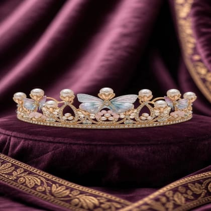 Elayne Butterfly Pearl Crown Tiara