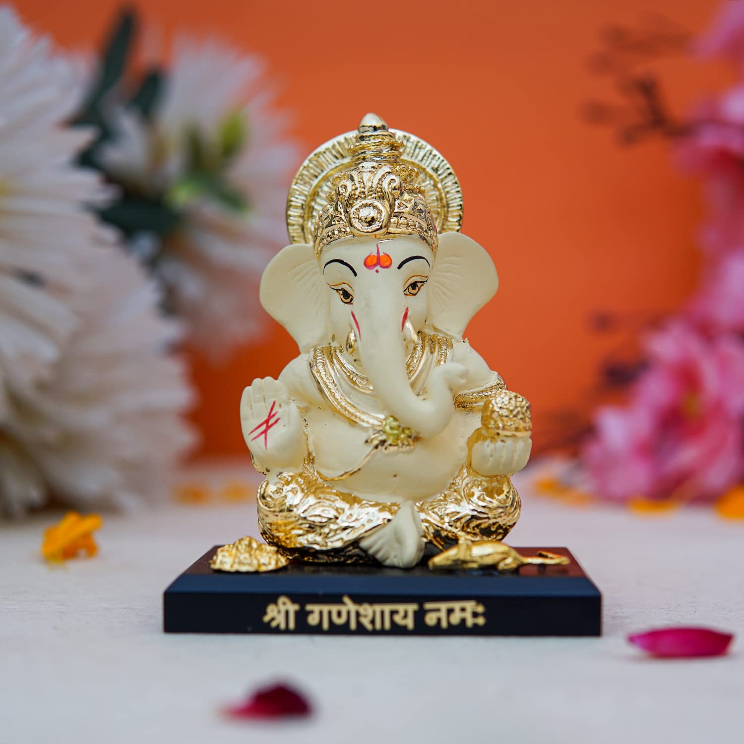 Craftlayout Resin Ganesha Statue, Golden 3.5 Inch