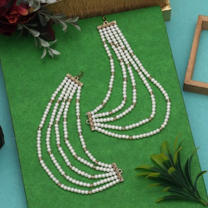 White Color Antique Earrings Chain Featuring Elegant Detailing And Fine Craftsmanship-Chain Length: 14.00 CM x Width: 6.00 CM | Metal: Alloy Wit / White / Alloy With Good Quality Gold Plated