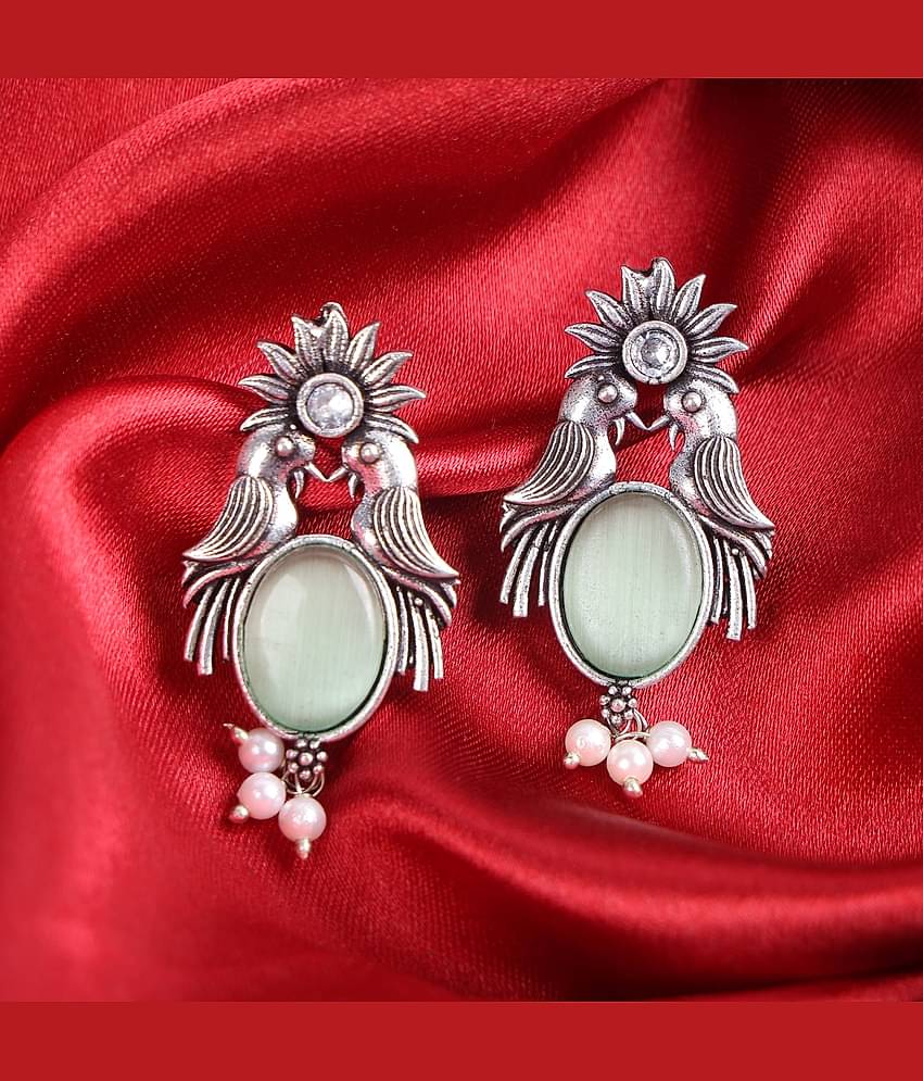 Sunhari Jewels Green Hoops Earrings ( Pack of 1 )