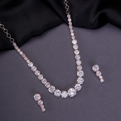 Rose Petal Necklace-White / Rose Gold