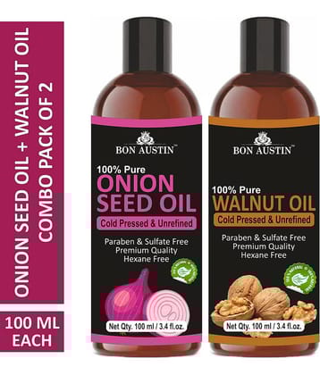 Bon Austin Premium Onion Seed Oil &  Walnut Oil - Cold Pressed & Unrefined Combo pack of 2 bottles of 100 ml(200 ml)
