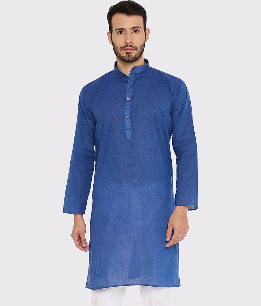 Maharaja - Blue Cotton Men's Regular Kurta ( Pack of 1 )