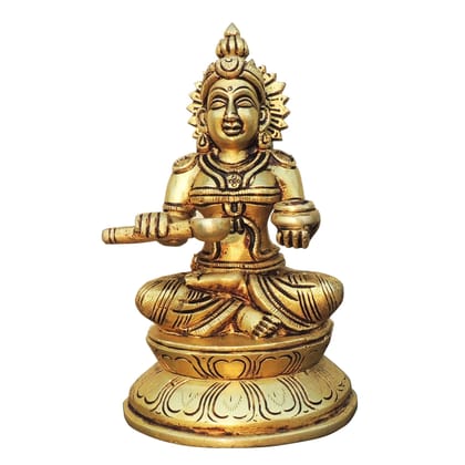 Handcrafted Brass Maa Annapurna Devi God Idol Statue for Home Temple, Height : 7.2 Inch (BSMAS1087 D)