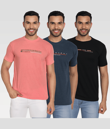 Zeffit Pack of 3 Cotton Blend Regular Fit Men's T-Shirt ( Multicolor )