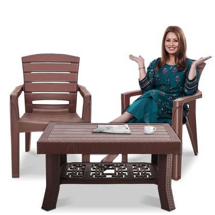 MAHARAJA Premium Plastic Furniture Set | Comfortable Chairs with Matching Table | Perfect for Home, Office & Garden Use