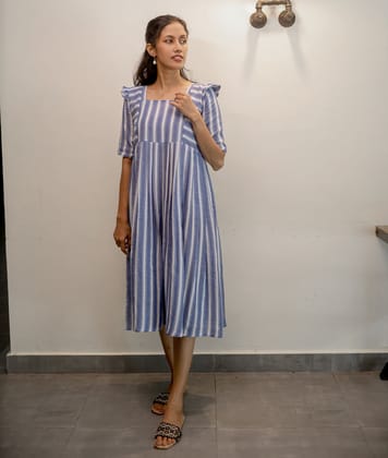 Striped Western Wear With Concealed Zipper On Both Sides - Cap Sleeve