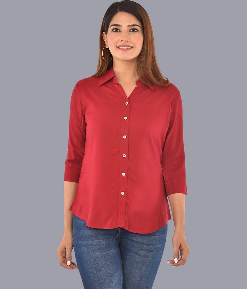 QuaClo Women Solid Rayon Shirt ( Maroon )