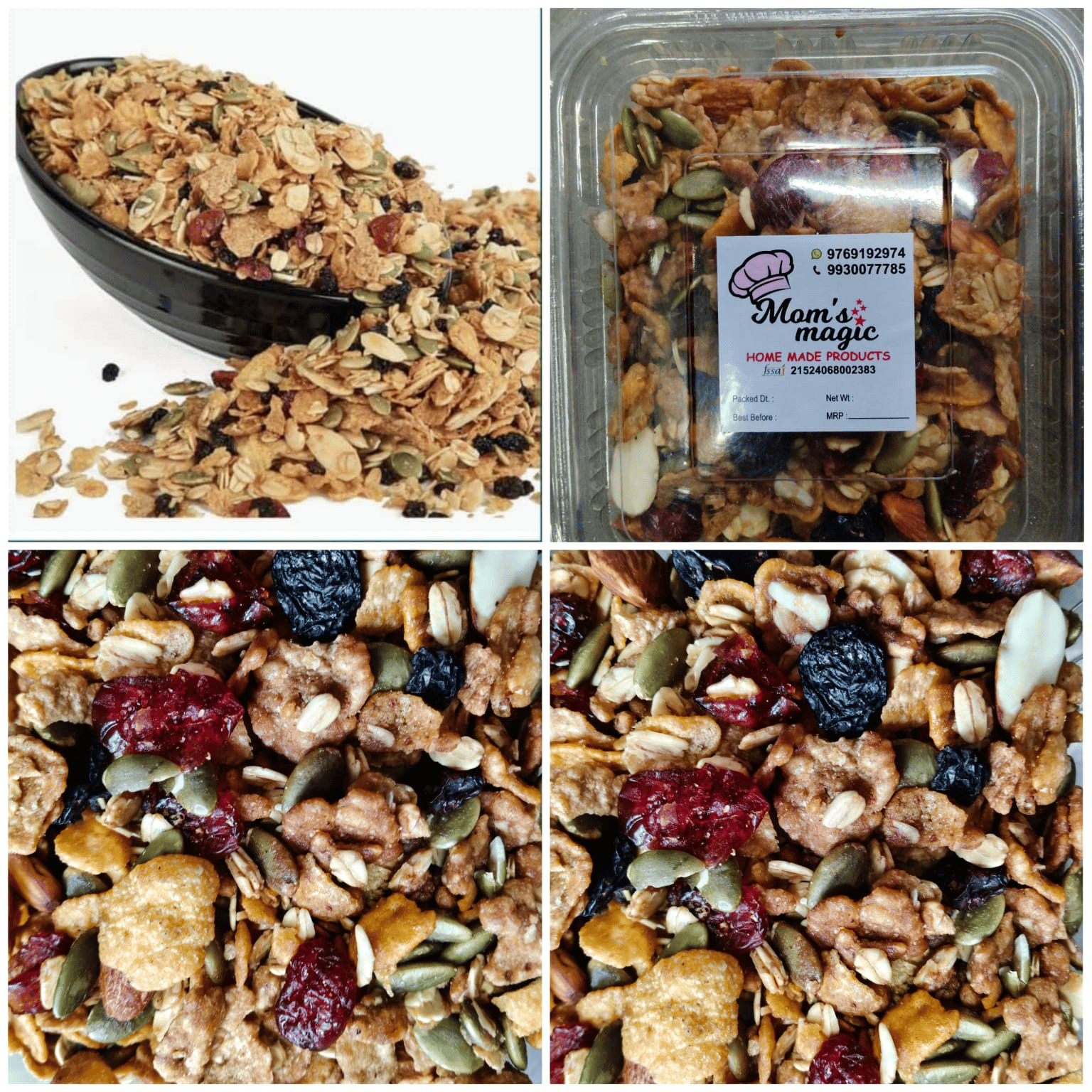 Mom's Magic Multigrain Honey Muesli (250g) | Crunchy Nuts & Seeds Blend | Healthy Breakfast
