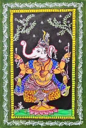 Patachitra Ganesha Painting On Canvas