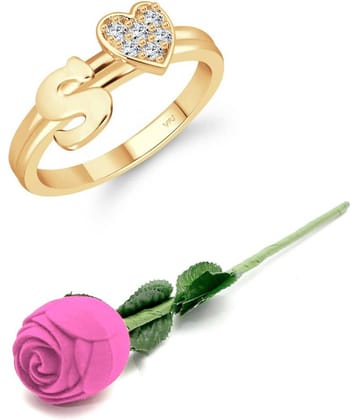 Valentine Initial '' S '' Letter with heart ring alphabet for women and Girls