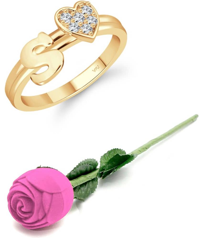 Valentine Initial '' S '' Letter with heart ring alphabet for women and Girls