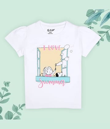 J&JP Pack of 1 Girls Cotton T-Shirt ( White )