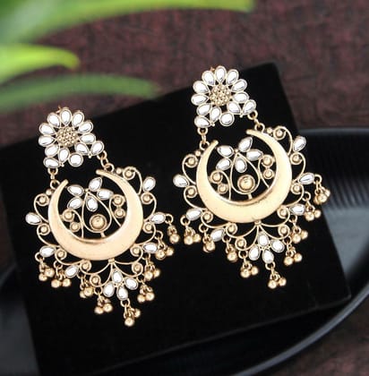 Antique Gold Plated Multicoloured Chandbali Earrings- AER 2788