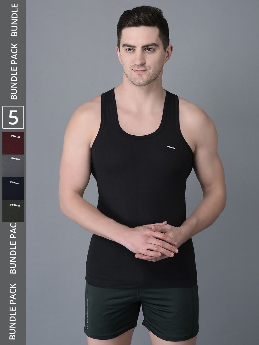 Men's Assorted Pack of 5 Solid Combed Cotton Shrinkless Vest