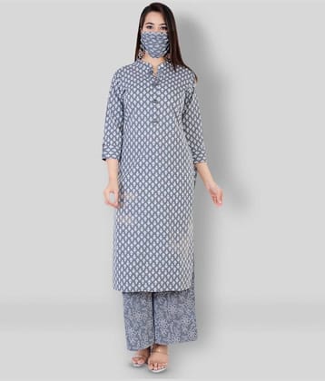 HIGHLIGHT FASHION EXPORT - Light Grey Straight Cotton Women's Stitched Salwar Suit ( Pack of 1 )