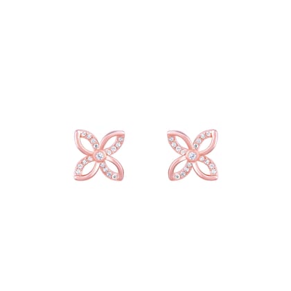 Chic Centered Flower Rose Gold Studs