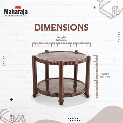 MAHARAJA Plastic Coffee Table with Wheels  Multipurpose Trolley Table for Home, Living Room, Balcony & Office Use