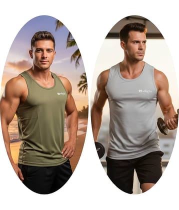 WHEY FIT Pack of 2 Polyester Gym Vest For Men ( Multicolor )