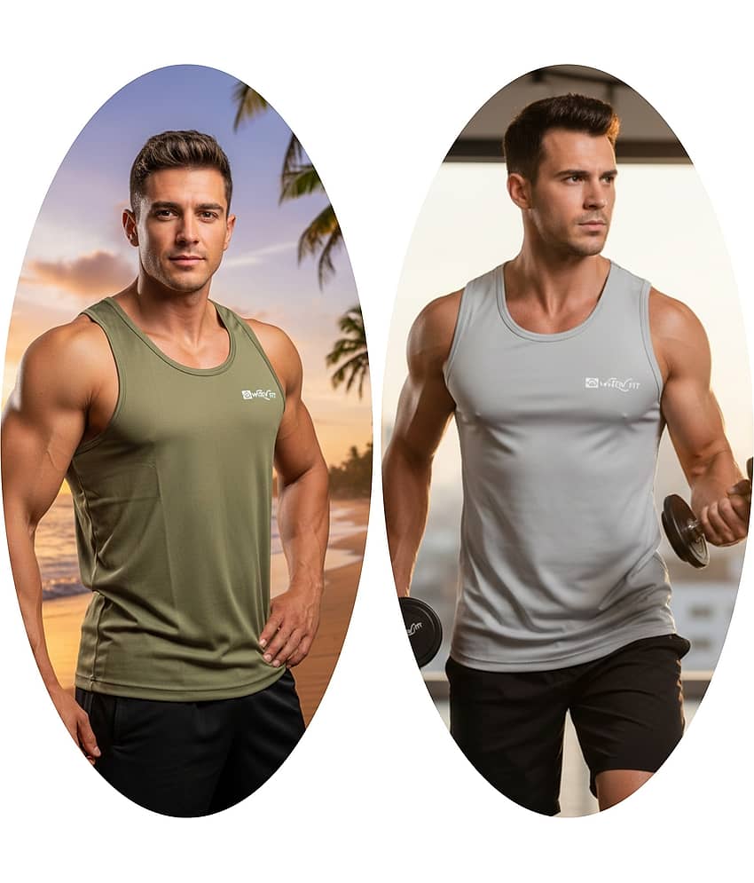 WHEY FIT Pack of 2 Polyester Gym Vest For Men ( Multicolor )