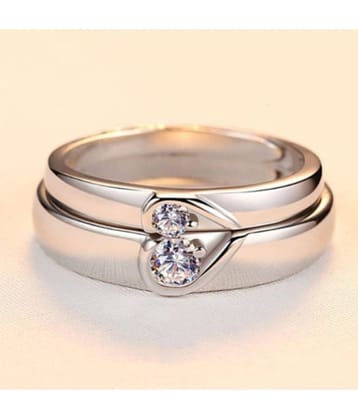 FASHION FRILL - Silver Couple Ring ( Pack of 2 )