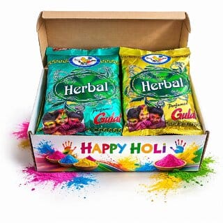 (Set of 2) Globus Naturals Happy Holi Herbal Gulal, Skin-Friendly, Non-Toxic (80g Each)