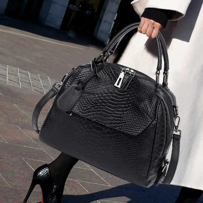 2Ndr Branded Luxury Women Genuine Imported Leather Hand Bag Ladies Crocodile Cowhide Handbag