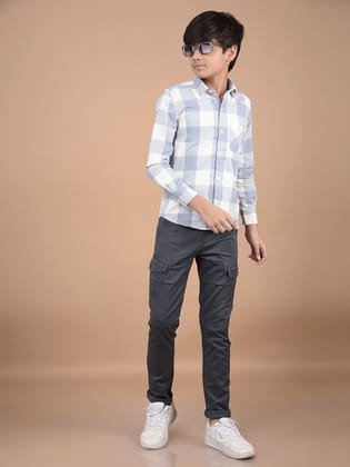 Blue Checked Button Down Collar Shirt-7-8Y / Blue