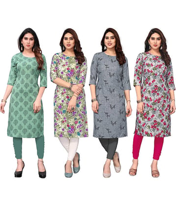KETAKI FASHION Crepe Printed Straight Women's Kurti - Multicolor ( Pack of 4 )